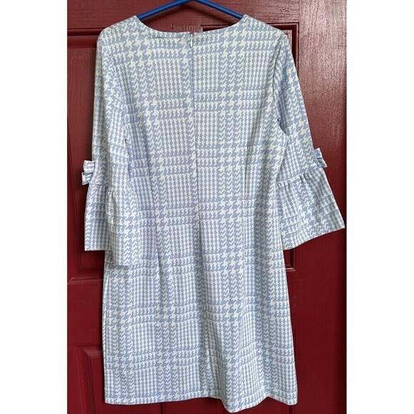 Tyler Boe Houndstooth Bluebell Flare Sleeve Mini Sweater Dress Size Large - Picture 8 of 9